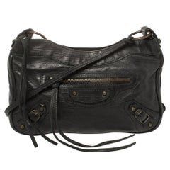 Balenciaga Black Leather Motocross Classic Hip Crossbody Bag