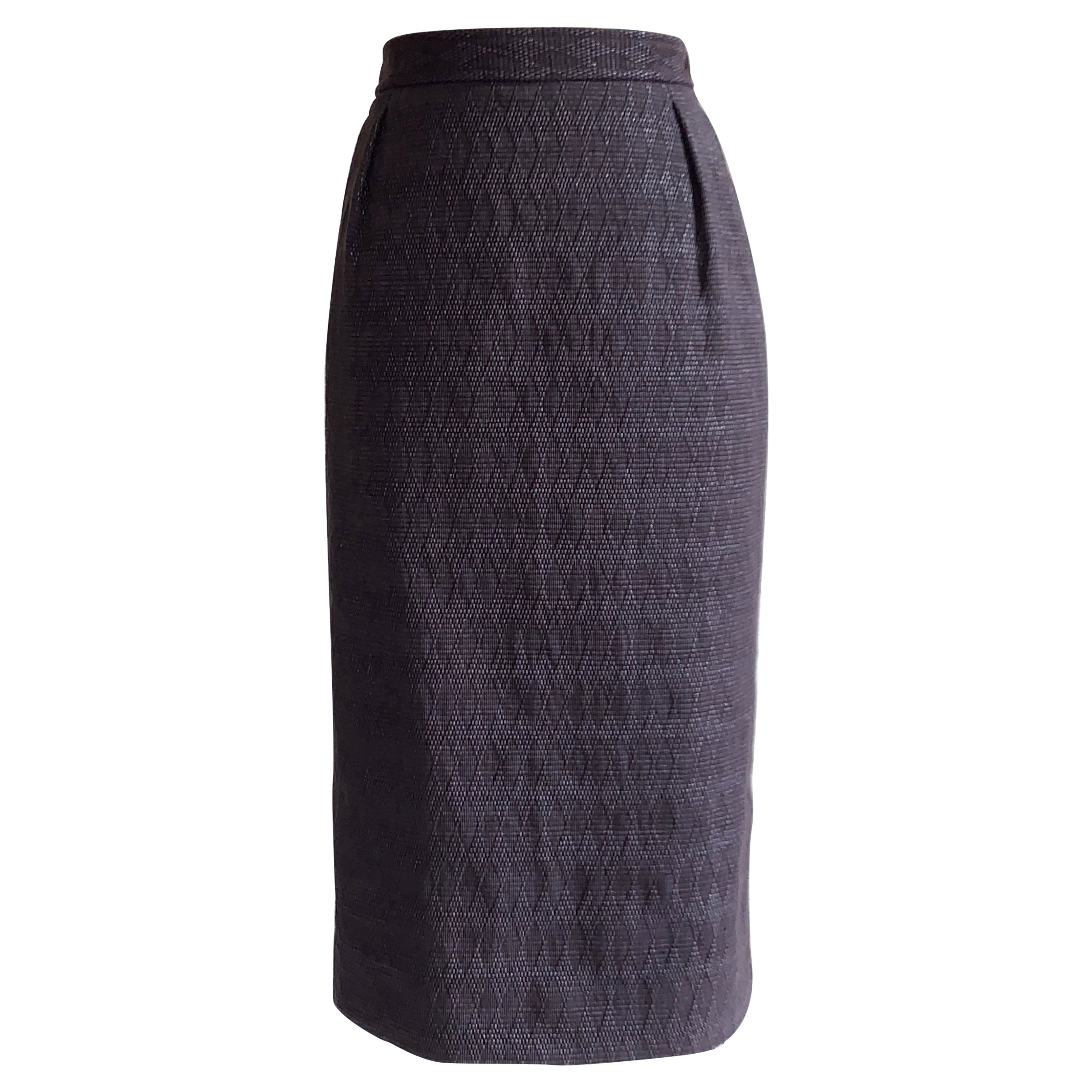 2000s Yves Saint Laurent Rive Gauche Purple Diamond Weave Pencil Skirt For Sale