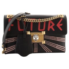 Gucci Linea A Shoulder Bag Crystal Embellished Printed Leather