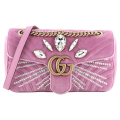 Gucci GG Marmont Flap Bag verschönert Matelasse Samt klein