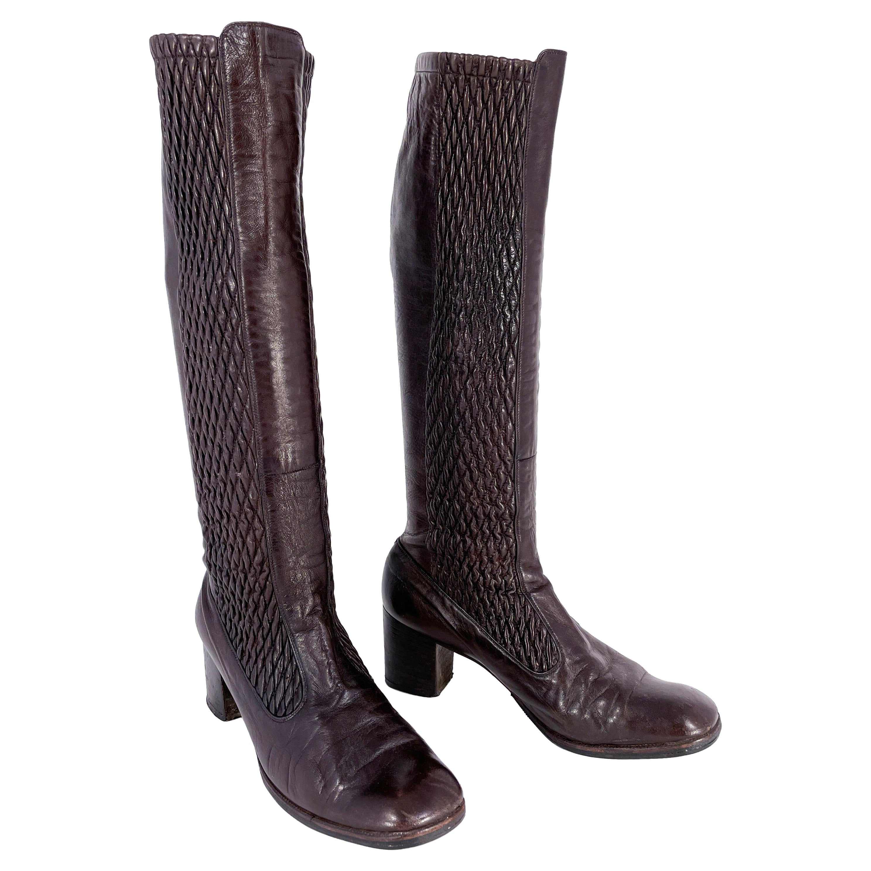1970s Saks Fifth Ave. Brown Leather Boots For Sale