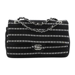 Chanel Classic Double Flap Bag Tweed and Ribbon Medium