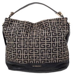 GIVENCHY Beige/Black Monogram Canvas And Leather Hobo