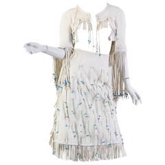 Giorgio Sant Angelo Native American Collection White Suede Fringe Ensemble 2