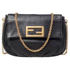 Fendi Black Leather Fendista Shoulder Bag