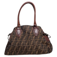 Fendi Tobacco Zucca Canvas and Leather Chef De Jour Bag