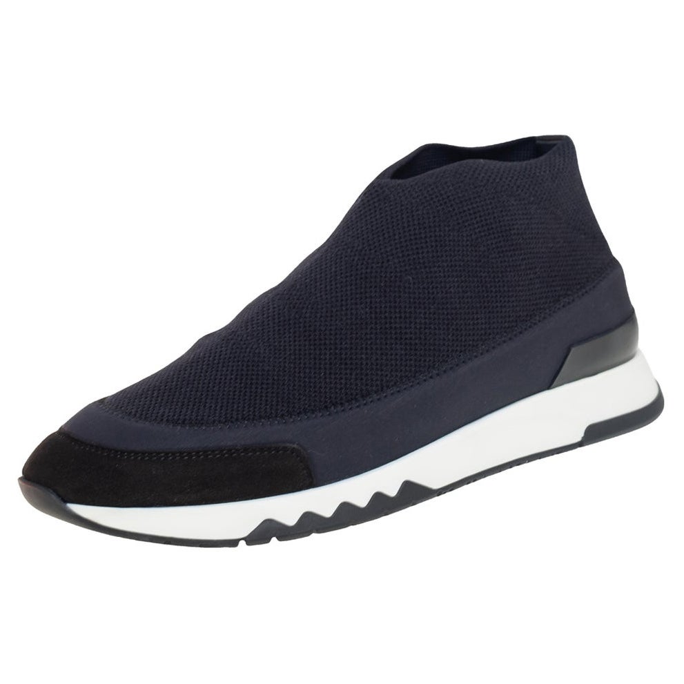 Hermes Black Knit Fabric Tokyo Slip On Sneakers Size 37.5