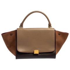 Celine Tri Color Leather and Nubuck Medium Trapeze Bag