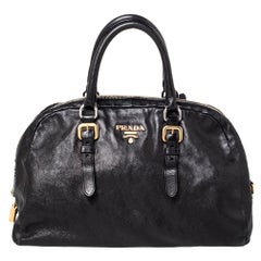 Prada Black Leather Dome Satchel