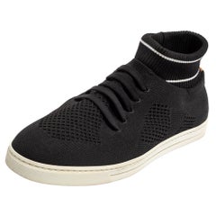Fendi Black/White Knit Fabric Sock Low Top Sneakers Size 41