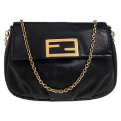 Fendi Black Leather Fendista Crossbody Bag