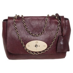 Used Mulberry Burgundy Leather Small Lily Shoulder Bag