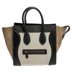 Celine Leather Suede and Canvas Mini Luggage Tote