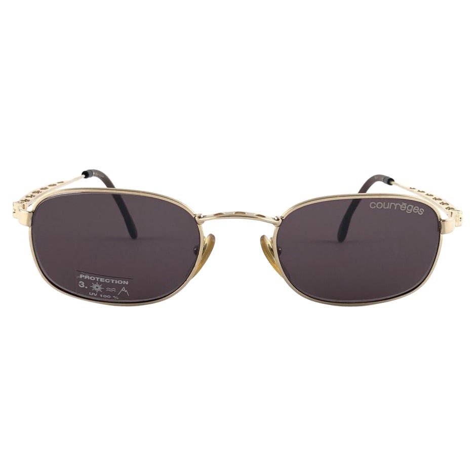 New Vintage Courreges Gold Metallic Frame 1980's Sunglasses Handmade France