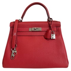 Hermes Kelly 28 Red Togo Palladium Hardware 2016