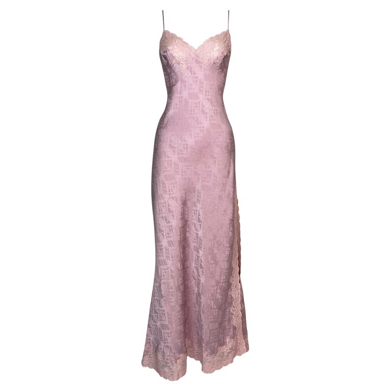 F/W 1999 Christian Dior John Galliano Pink Silk Japanese High Slit Lace ...