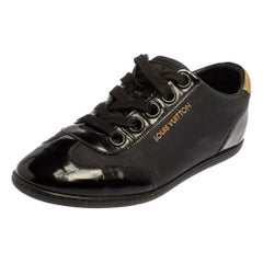 Louis Vuitton Low Top Sneakers aus Nylon und Leder in Schwarz/Gold Größe 36,5