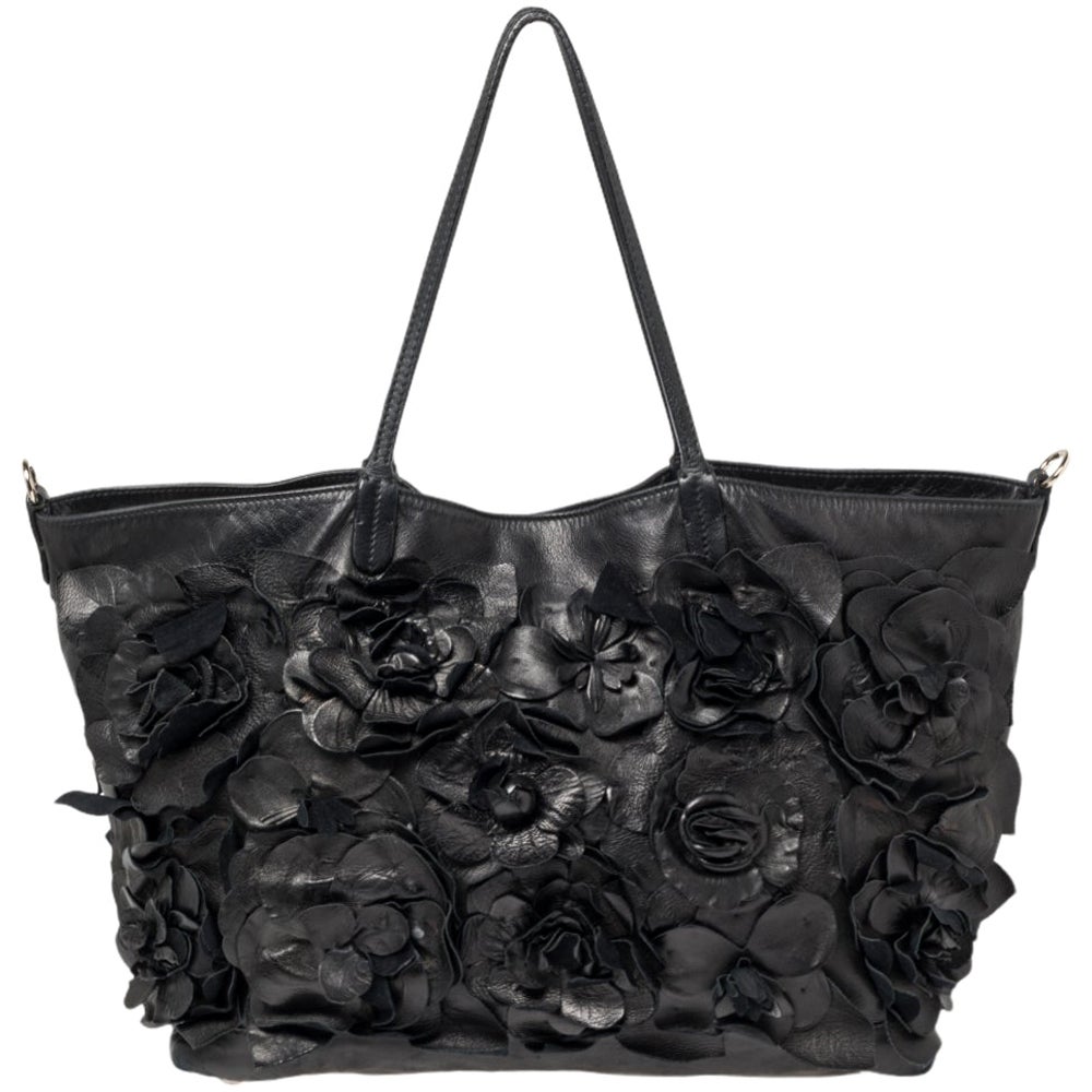 Valentino Black Leather Applique For Sale at 1stDibs