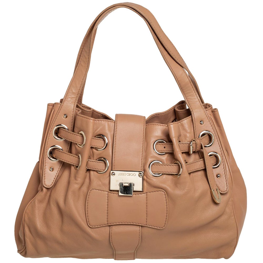 Jimmy Choo Beige Leather Ramona Shoulder Bag