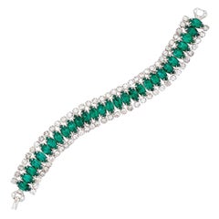 Emerald Navette Crystal Cocktail Bracelet, 1950s