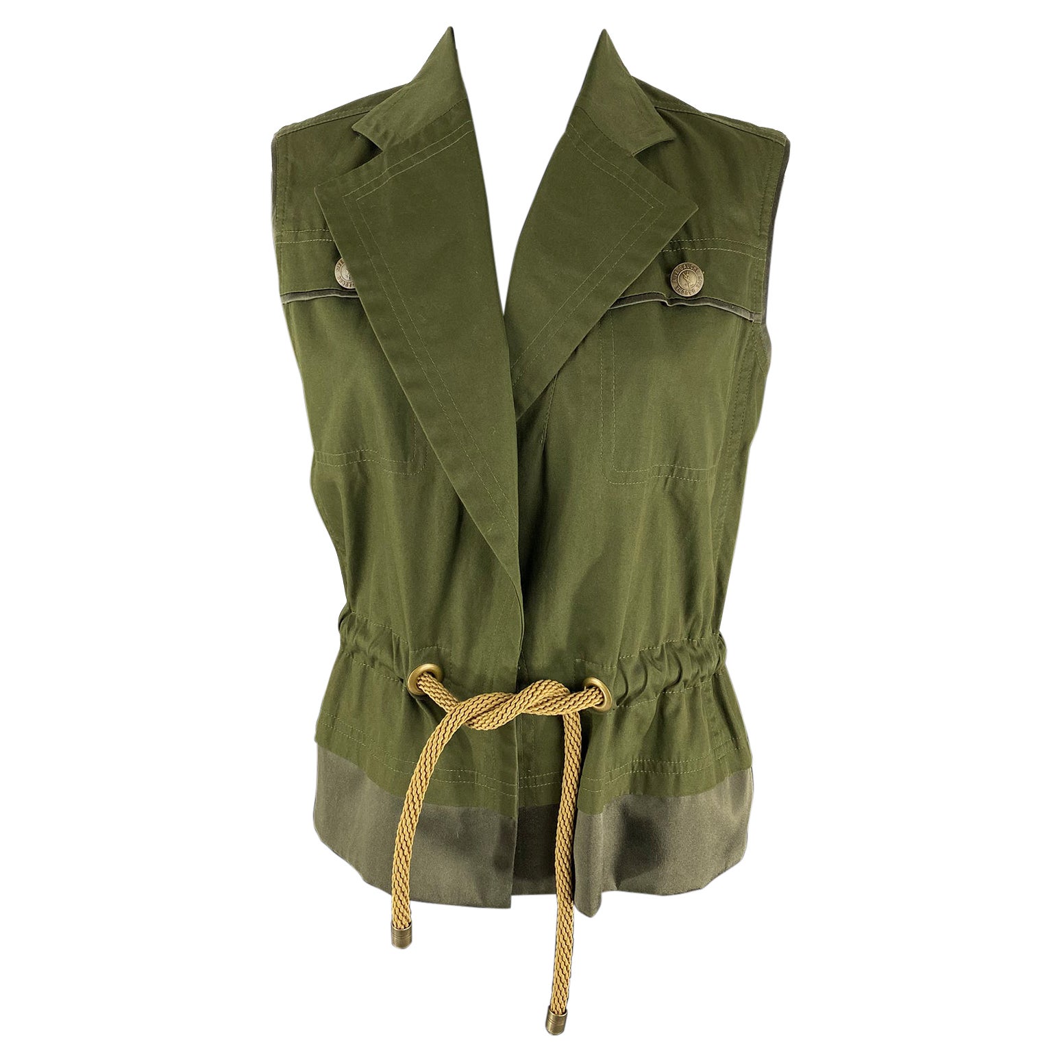 Tom Ford For Yves Saint Laurent 2000s Army Green Tailored Vest For Sale