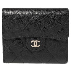 Chanel Quilted Caviar Leather Classic Trifold Flap Wallet
