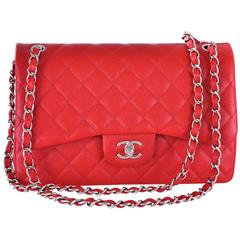 Red Chanel Jumbo Flap Bag in Caviar Skin JaneFinds