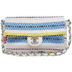 Chanel White Multi Woven Stripe Small Flap Bag