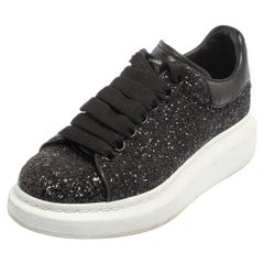 Alexander McQueen Black/White Glitter Runway Sneakers Size 36