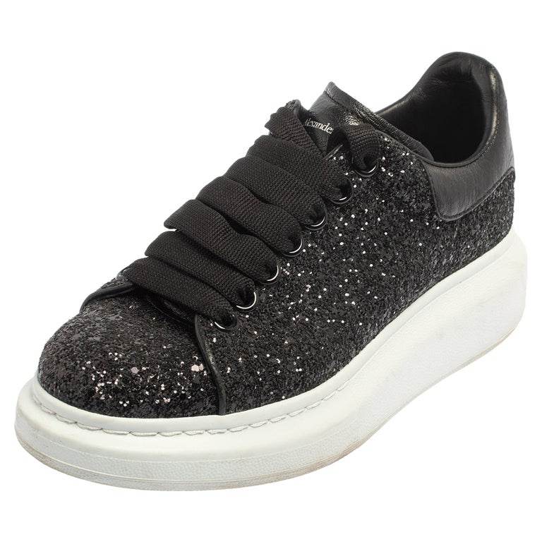 Alexander McQueen Black/White Glitter Runway Sneakers Size 36 at 1stDibs
