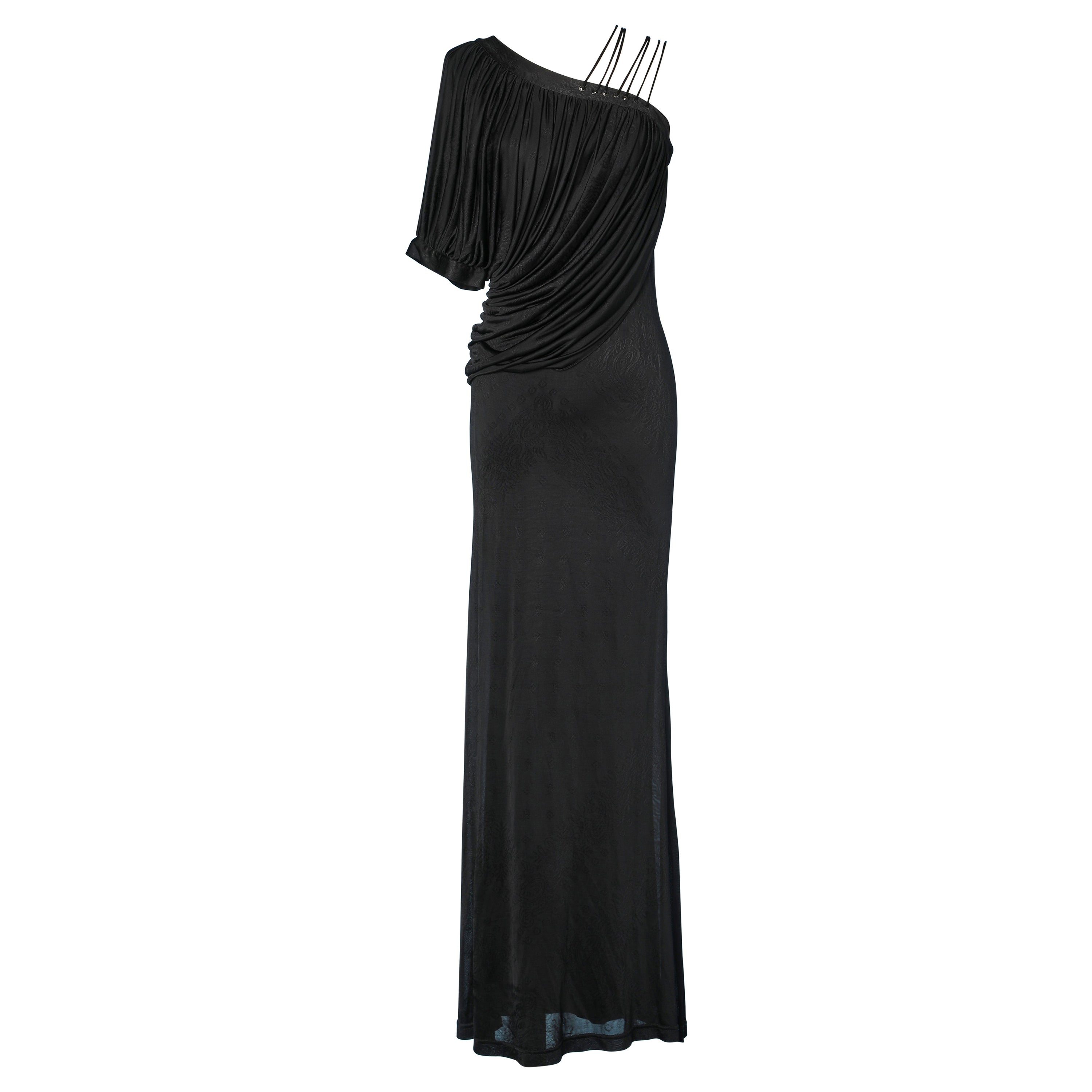 Black asymmetrical draped  evening gown Givenchy 