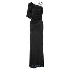 Used Black asymmetrical draped  evening gown Givenchy 