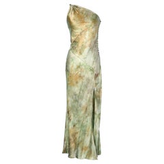 Vintage Long tie &dye asymmetrical evening dress J Galliano for Christian Dior 