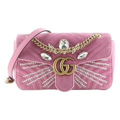 Gucci GG Marmont Flap Bag verschönert Matelasse Samt klein