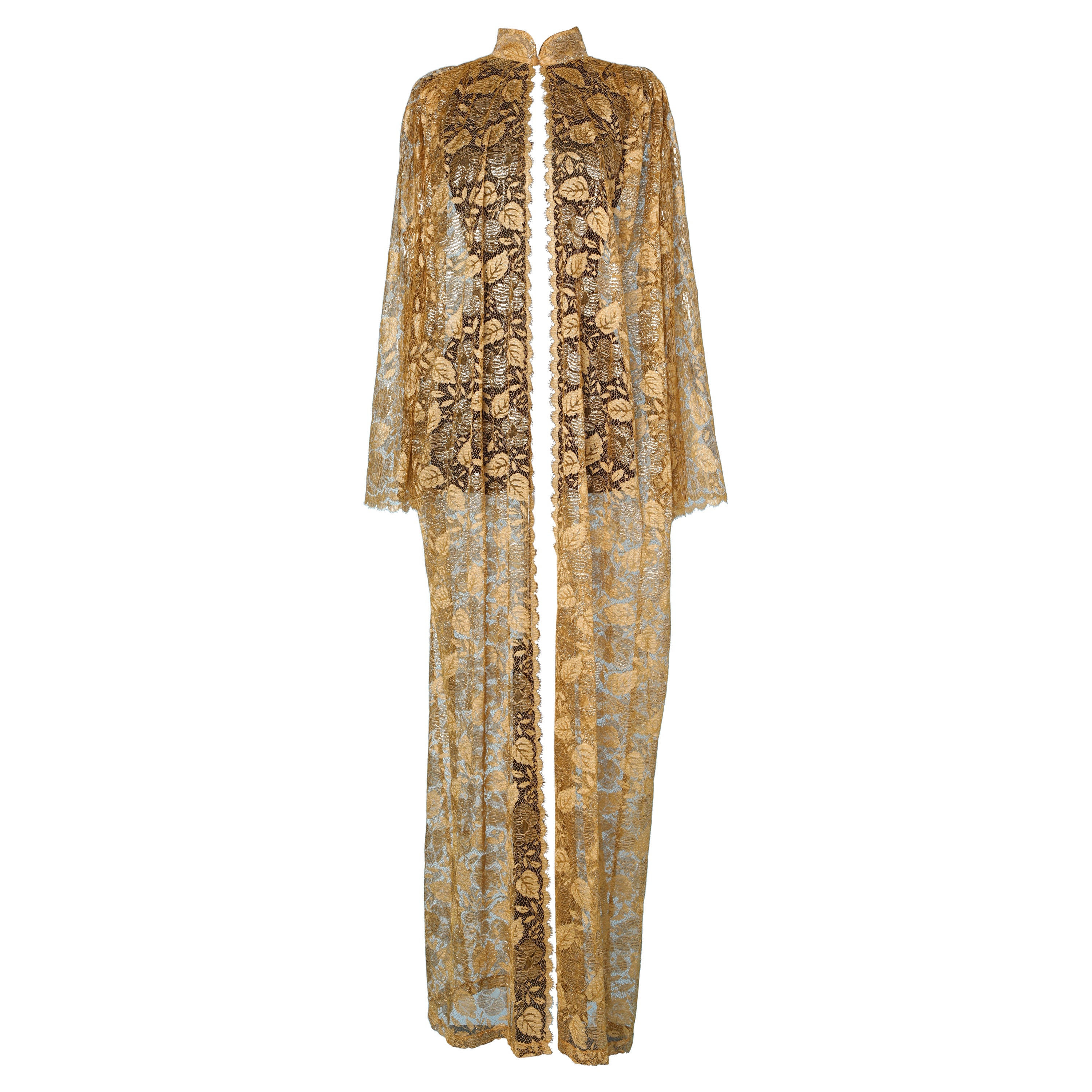 Long coat in gold lace  For Sale