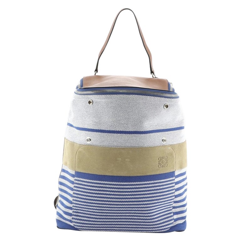 Loewe Goya Backpack Striped Canvas with Suede Large Striped Canvas with Suede La