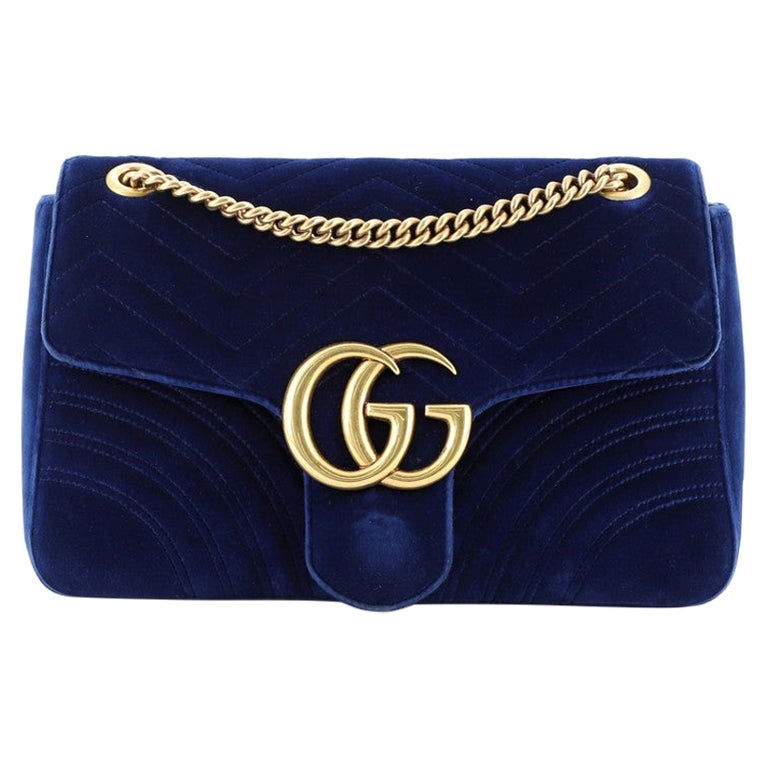 Gucci GG Marmont Flap Bag Matelasse Velvet Medium at 1stDibs | gucci blue velvet  marmont bag, velvet gucci purse, velvet gucci bag