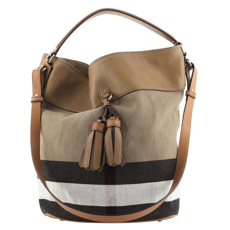 Burberry Brown Nova Check Canvas and Leather Alchester Bowling Bag at ...