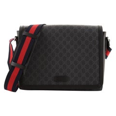 Gucci Web Strap Flap Messenger Bag GG Coated Canvas Medium