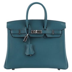 Hermes Birkin Handbag Vert Bosphore Swift with Palladium Hardware 25