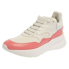 Alexander McQueen White/Pink Leather Oversized Runner Low Top Sneakers Size 41