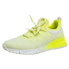 Louis Vuitton Neon Yellow Knit Fabric V.N.R Sneakers Size 41