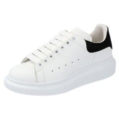 Used Alexander McQueen Ivory/Black Leather Oversized Sneakers Size EU 36.5