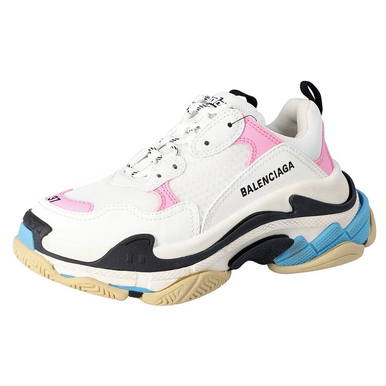 Balenciaga Multicolor Leather and Mesh Triple S Sneakers Size EU 40 For Sale  at 1stDibs