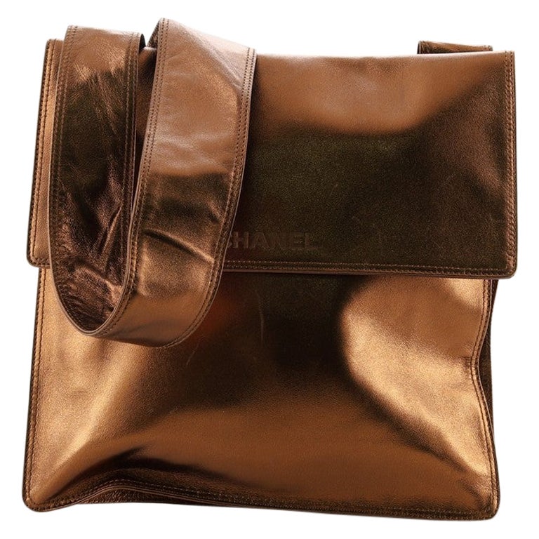 Chanel Vintage Flat Crossbody Bag Leather Medium at 1stDibs