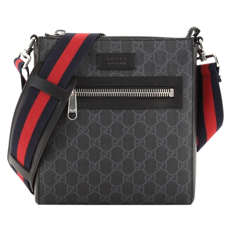 Gucci Web Strap Front Zip Messenger Bag GG Coated Canvas Small at 1stDibs