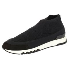 Hermes Black Fabric Tokyo Slip on Sneakers Size 37