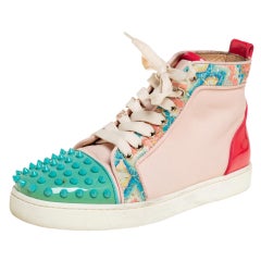 Christian Louboutin Multicolor Patent And Leather Louis Spikes High-Top Sneakers