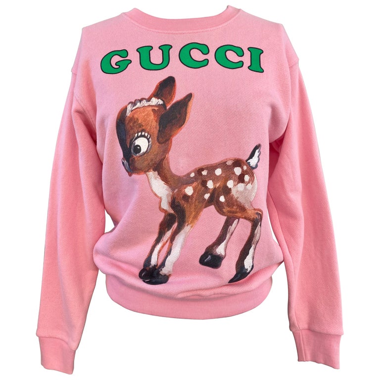 New Gucci Limited Edition Bambi Fawn and Flowers Sweater For Sale at 1stDibs