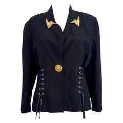 Vintage Terry Paris Gold Medallion Leather Lace Jacket